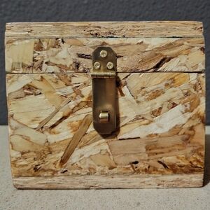 Grey Fox Handcrafted Laminated OSB Wood Treasure Chest Trinket Box Stash Bottom!